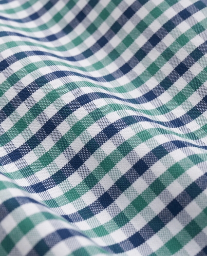 Boys Stretch Cotton Non-Iron Oxford Polo Button Down Collar Gingham Shirt, image 3