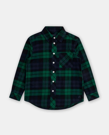 Boys Brushed Cotton Plaid Flannel Sport Shirt, image 1