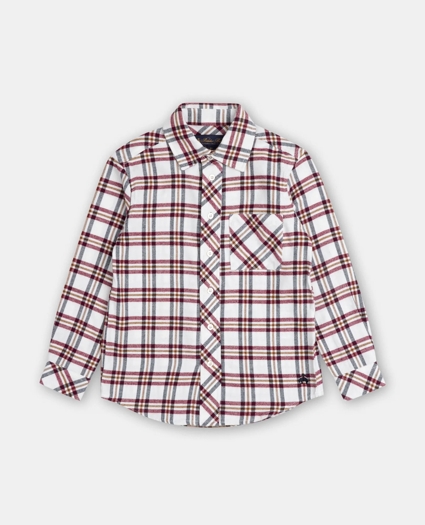 Boys Brushed Cotton Plaid Flannel Sport Shirt, image 1