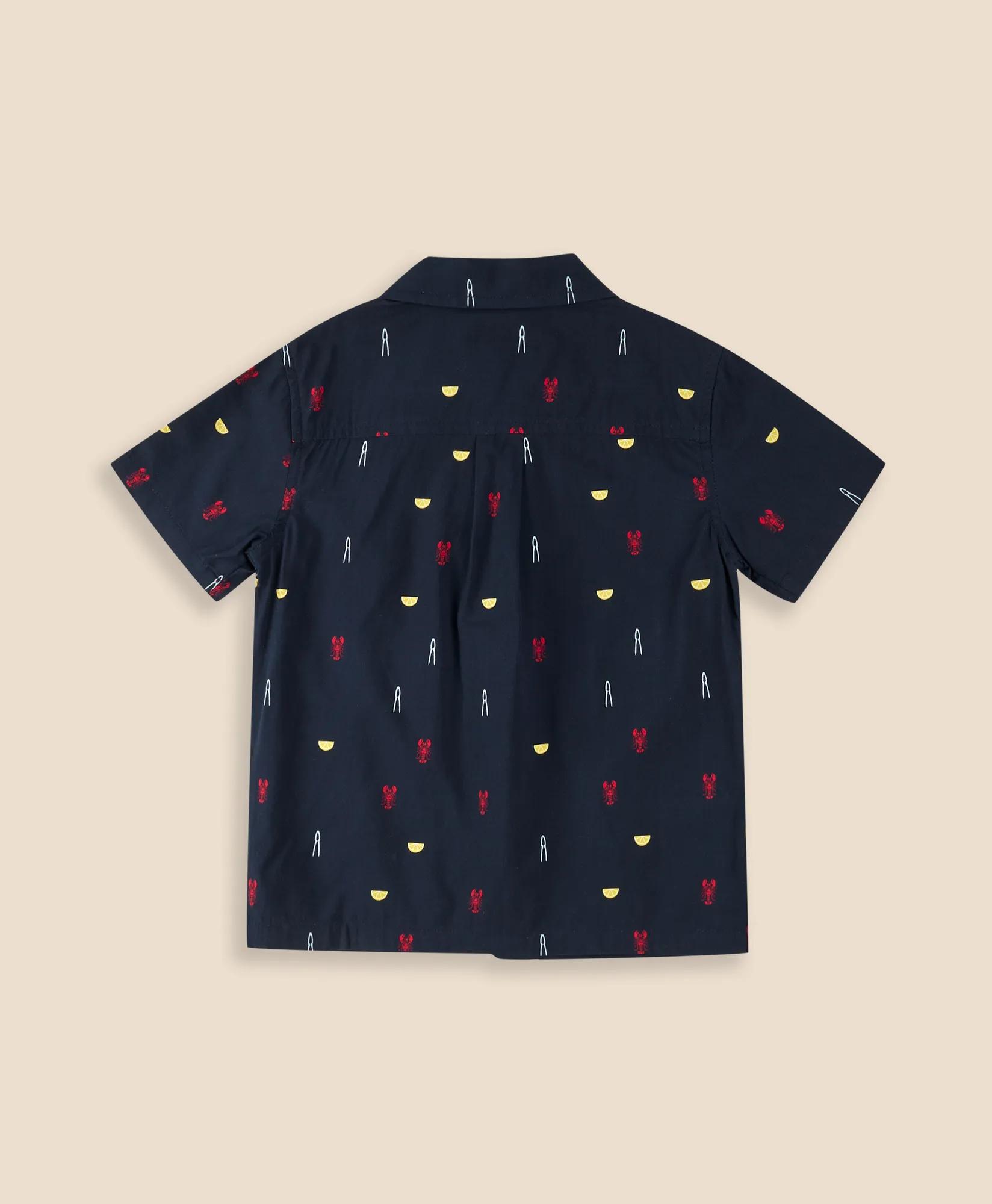 Boys Cotton Blend Lobster Bake Camp Collar Shirt, image 2