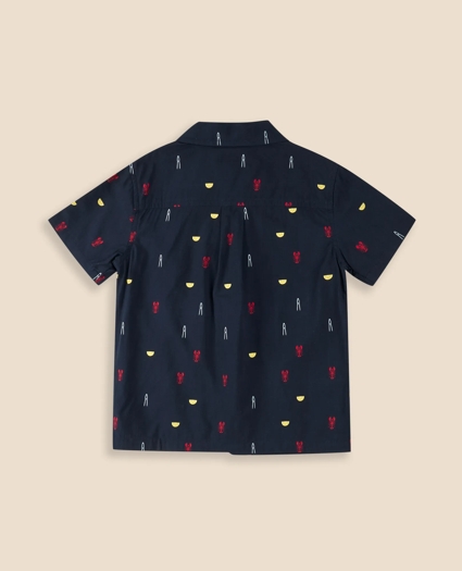 Boys Cotton Blend Lobster Bake Camp Collar Shirt, image 2