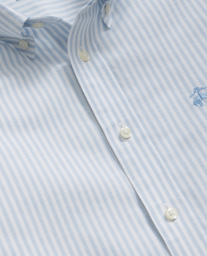 Boys Non-Iron Stretch Cotton Striped Oxford Sport Shirt, image 2