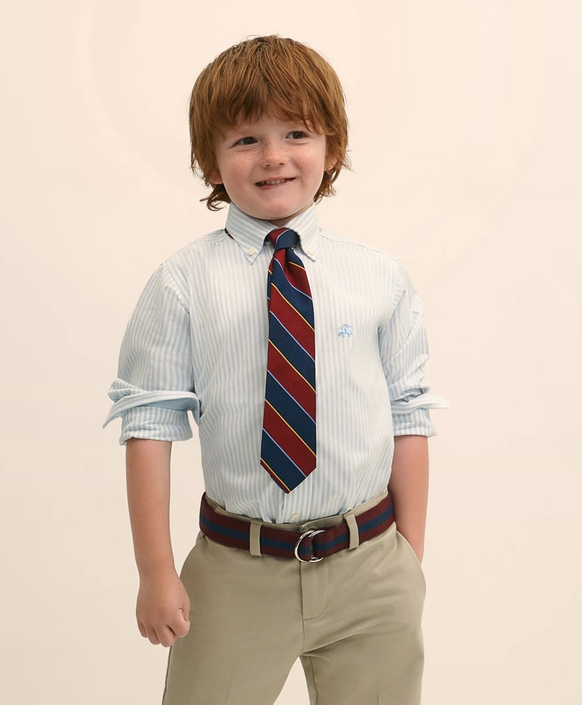 Boys Non-Iron Stretch Cotton Striped Oxford Sport Shirt, image 4
