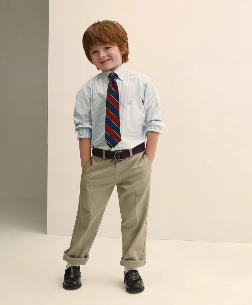 Boys Non-Iron Stretch Cotton Striped Oxford Sport Shirt, image 5