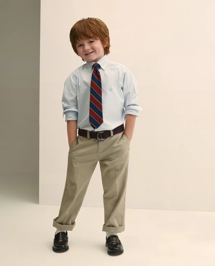 Boys Non-Iron Stretch Cotton Striped Oxford Sport Shirt, image 5