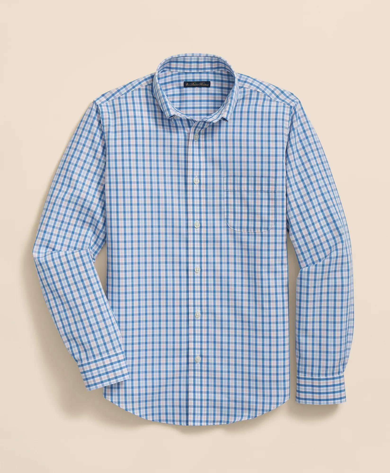 Boys Non-Iron Broadcloth Polo Button-Down Collar Check Sport Shirt, image 1