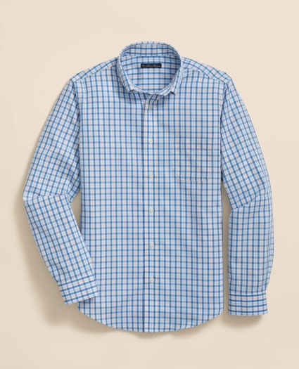 Boys Non-Iron Broadcloth Polo Button-Down Collar Check Sport Shirt, image 1