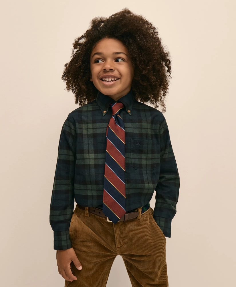 Boys Cotton Flannel Tartan Sport Shirt, image 5