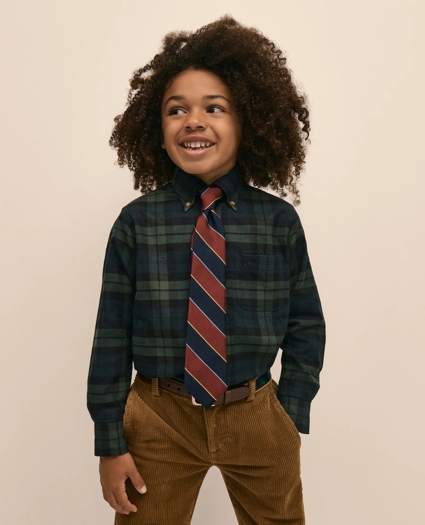 Boys Cotton Flannel Tartan Sport Shirt, image 5
