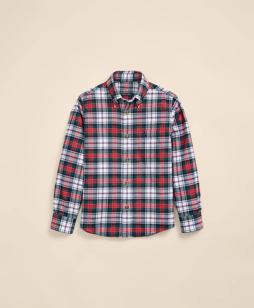 Boys Cotton Flannel Tartan Sport Shirt, image 2