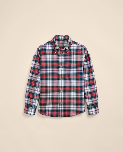 Boys Cotton Flannel Tartan Sport Shirt, image 2