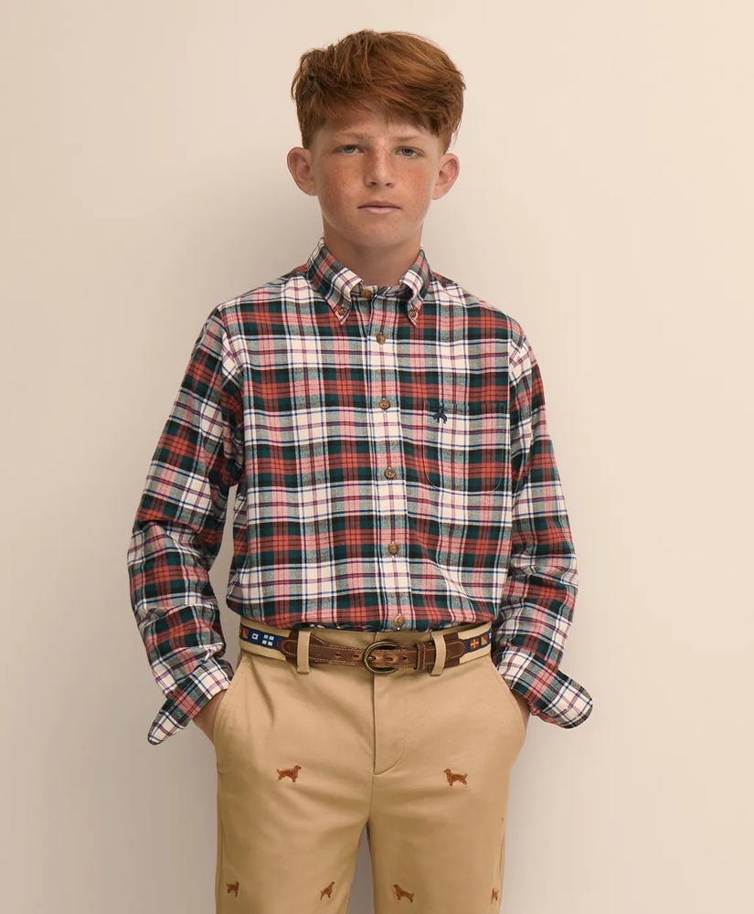 Boys Cotton Flannel Tartan Sport Shirt, image 5