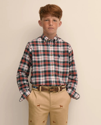 Boys Cotton Flannel Tartan Sport Shirt, image 5