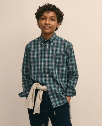 Boys Friday Shirt, Poplin Tartan, image 1
