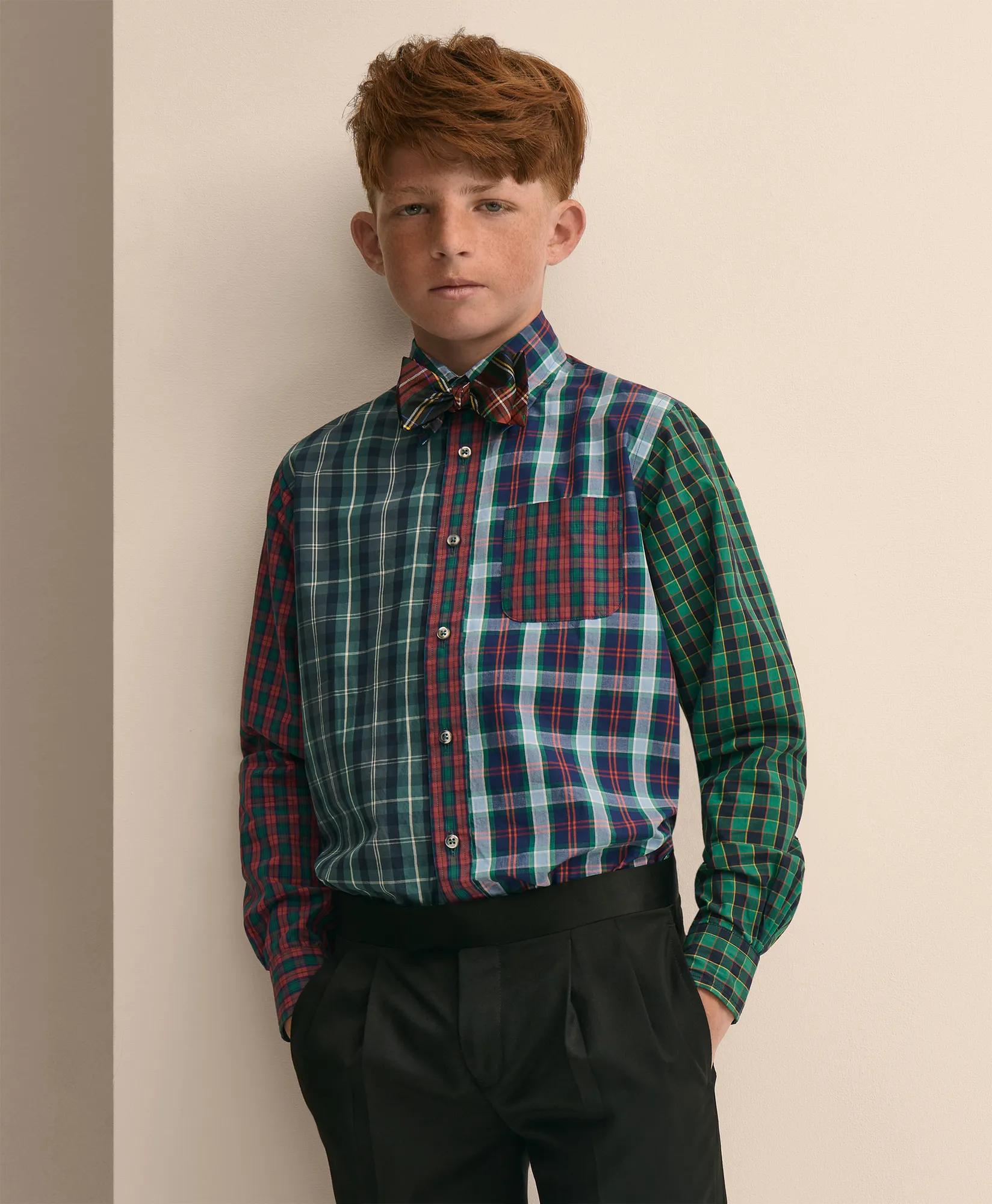 Boys Friday Shirt, Poplin Fun Check, image 1
