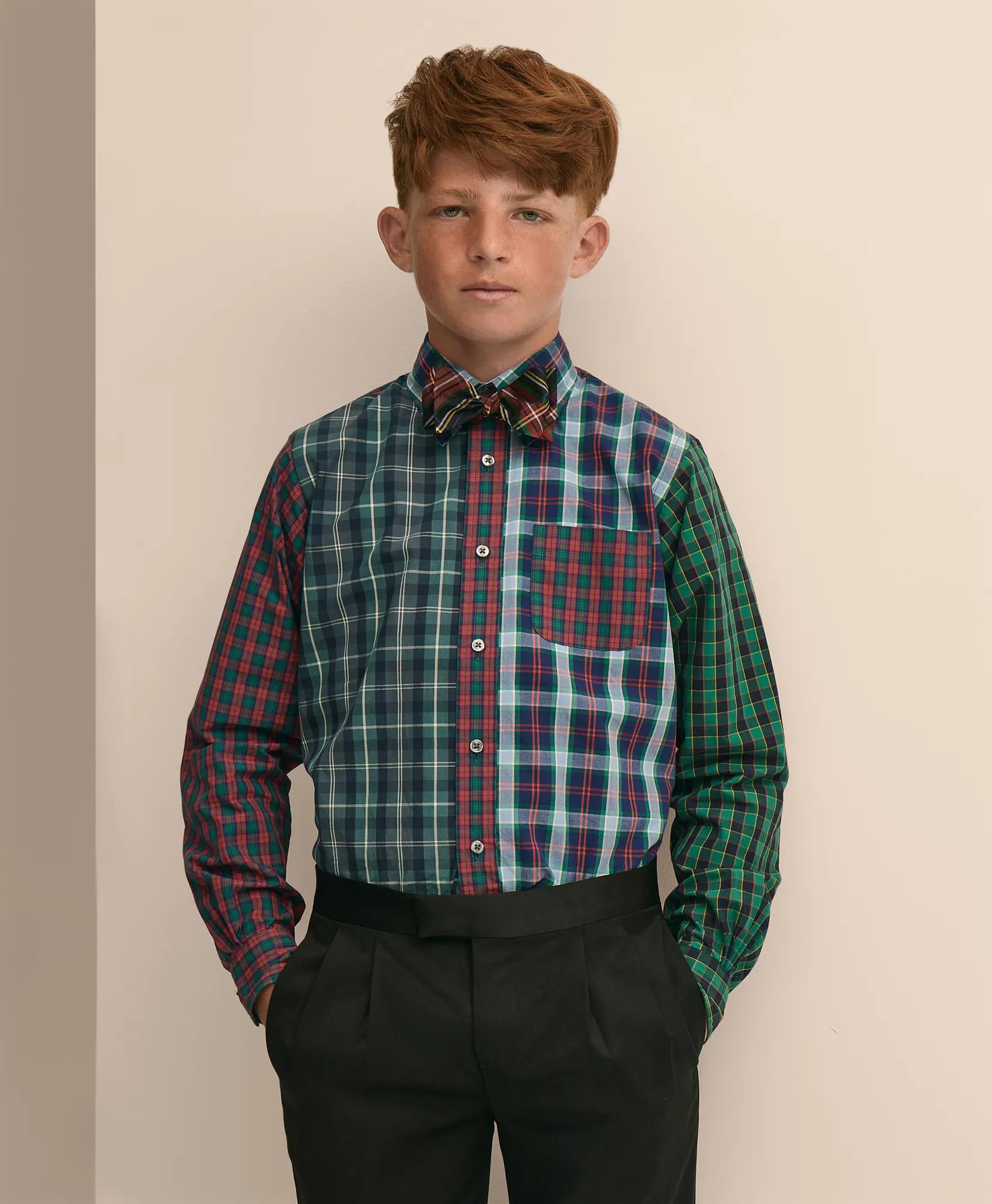 Boys Friday Shirt, Poplin Fun Check, image 2