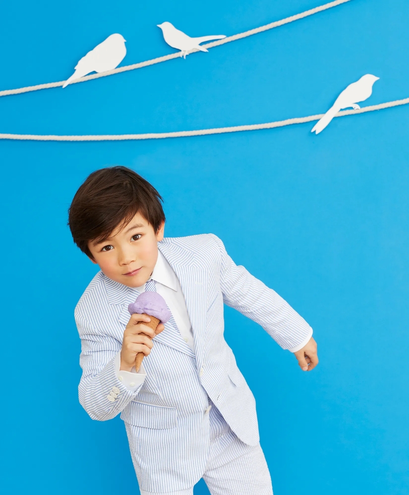 Boys Seersucker Two-Button Suit Jacket, image 3