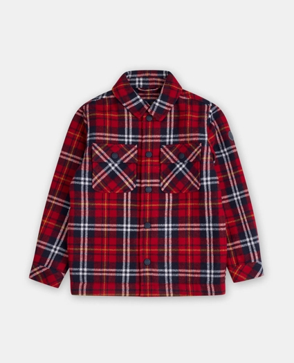 Boys Plaid Flannel Teddy Fleece Shirt Jacket, image 1
