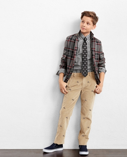 Boys Two-Button Plaid Wool Suit Jacket, image 2