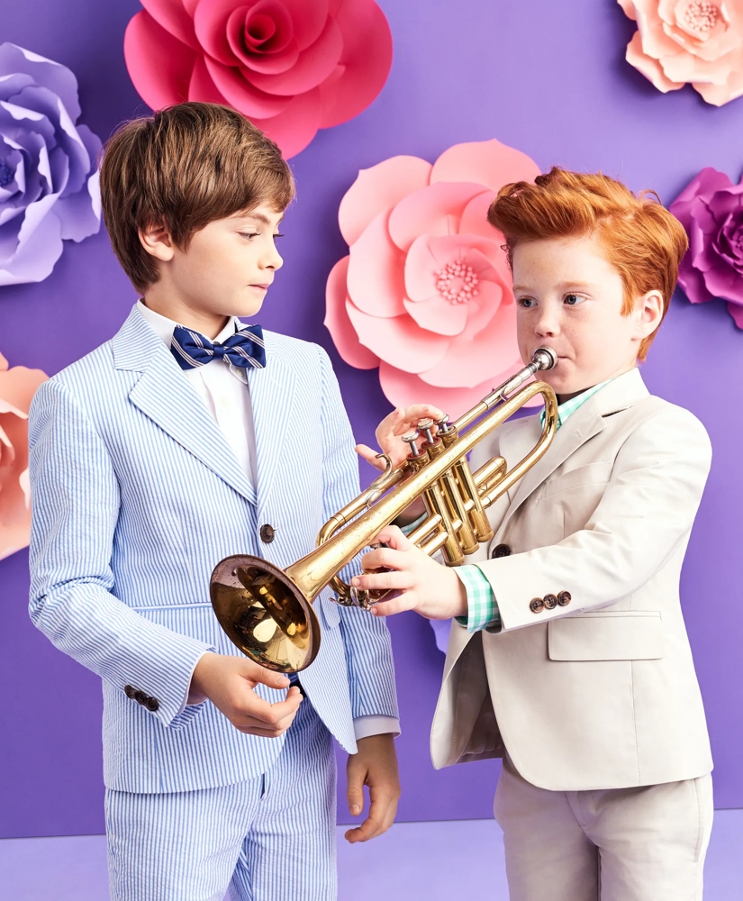 Boys Two-Button Seersucker Junior Jacket, image 3
