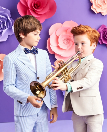 Boys Two-Button Seersucker Junior Jacket, image 3