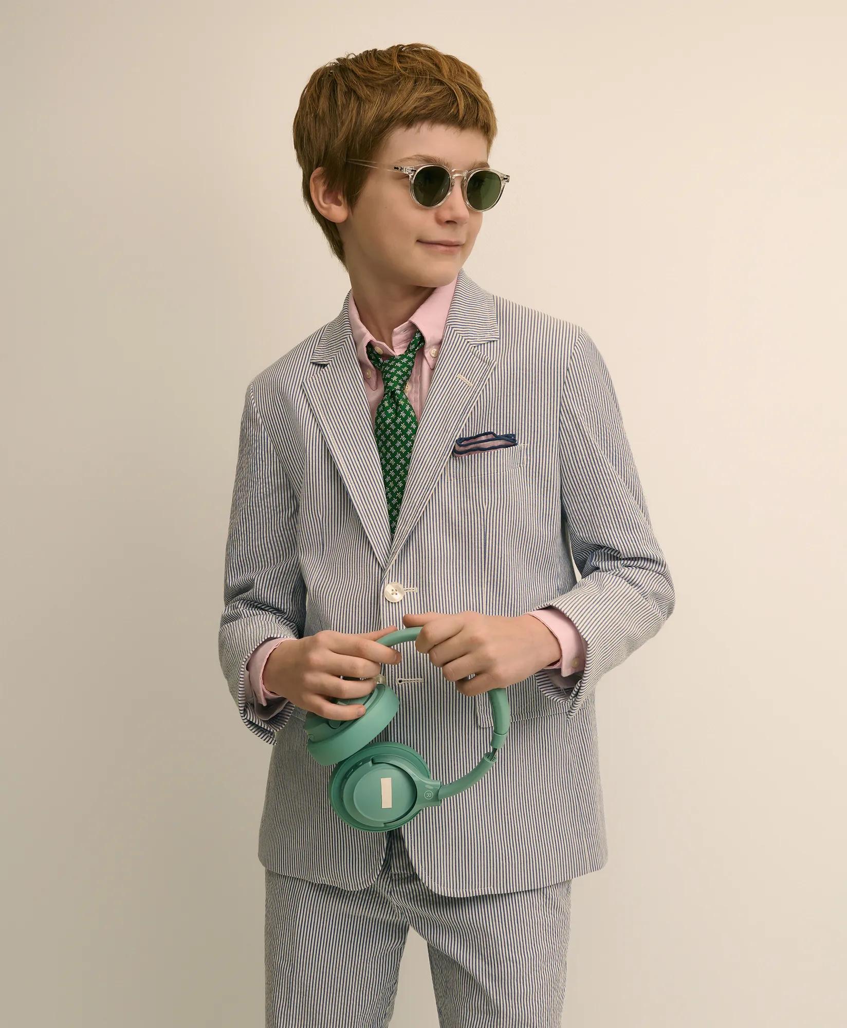 Boys Prep Stretch Cotton Seersucker Suit Jacket, image 1