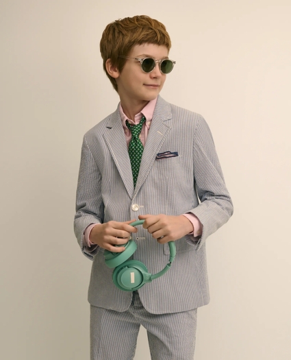 Boys Prep Stretch Cotton Seersucker Suit Jacket, image 1