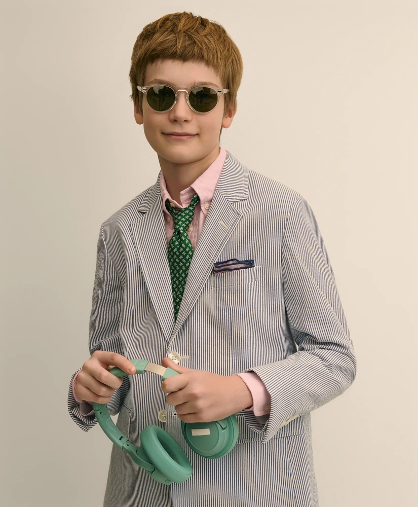 Boys Prep Stretch Cotton Seersucker Suit Jacket, image 3