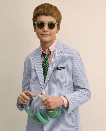 Boys Prep Stretch Cotton Seersucker Suit Jacket, image 4