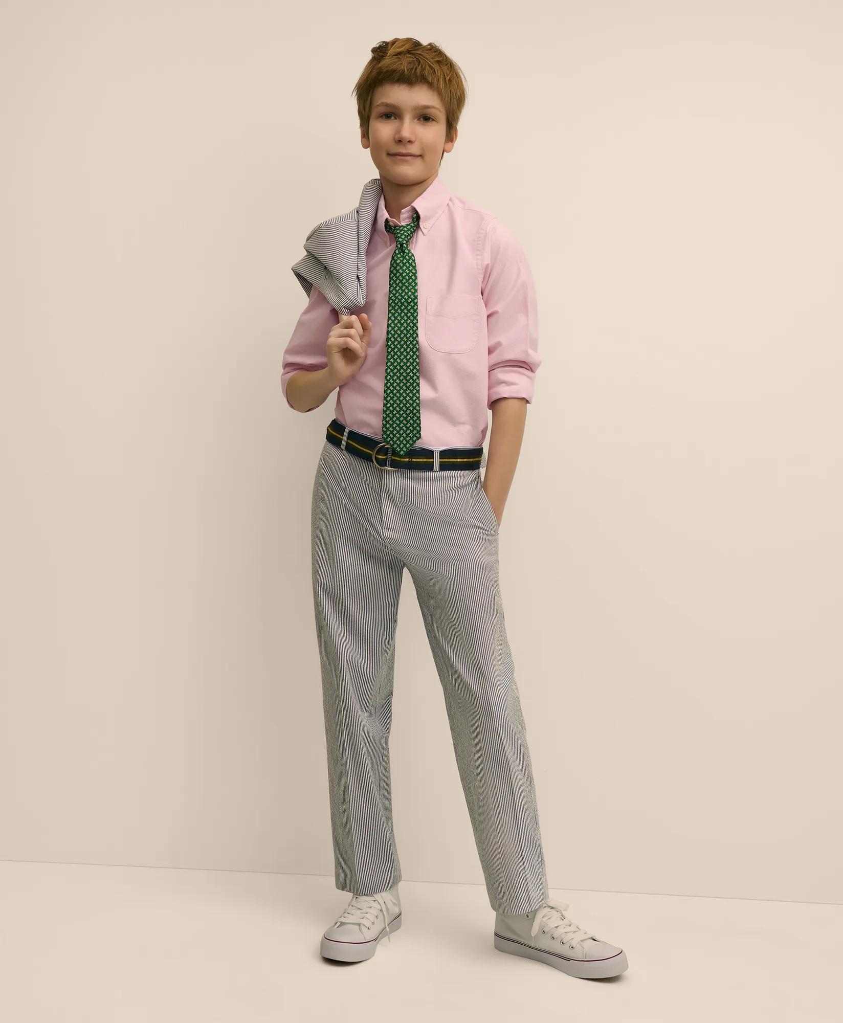 Boys Junior Stretch Cotton Seersucker Suit Pants, image 1