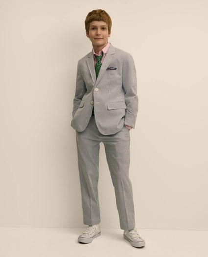 Boys Prep Stretch Cotton Seersucker Suit Pants, image 1