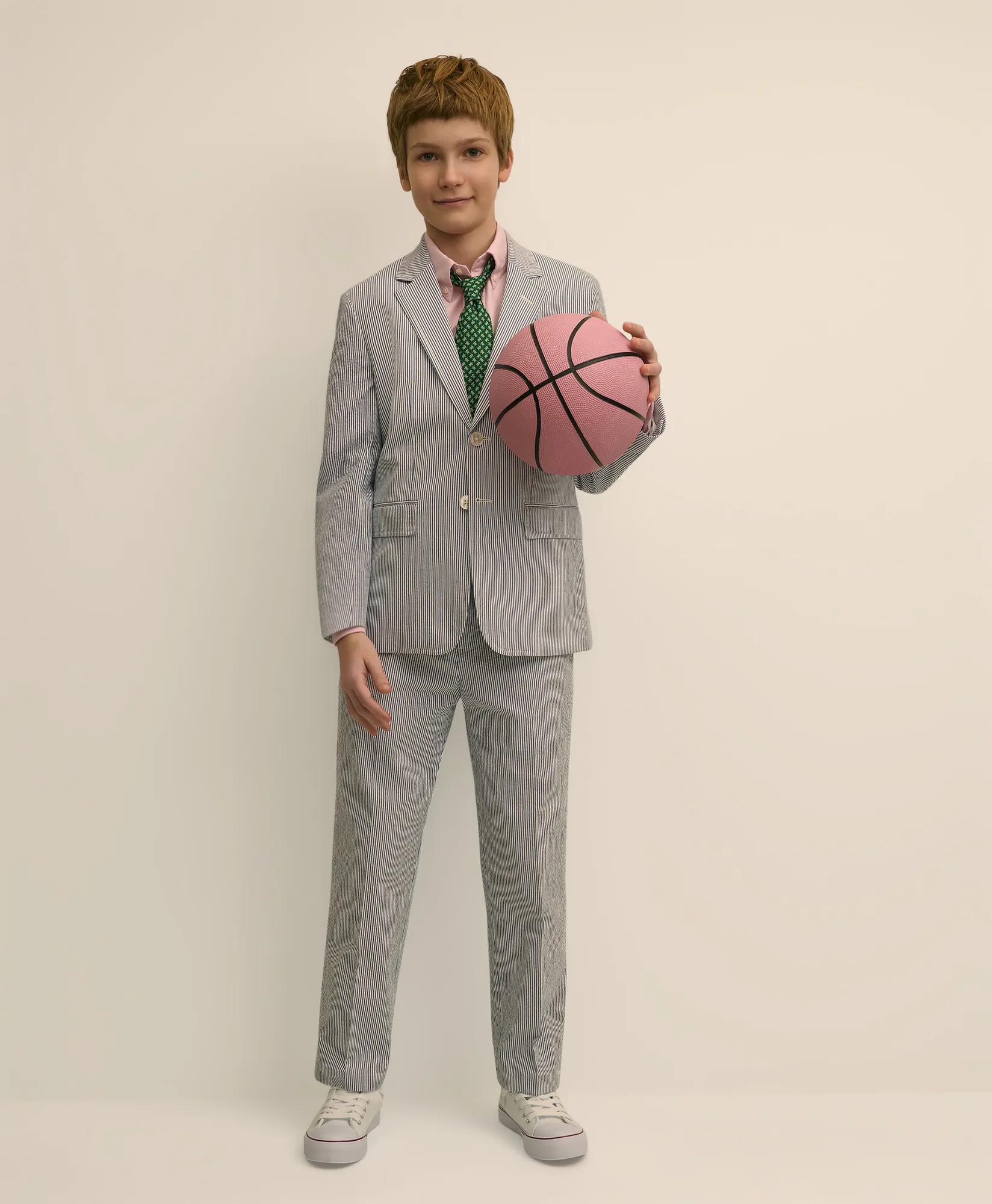 Boys Prep Stretch Cotton Seersucker Suit Pants, image 2