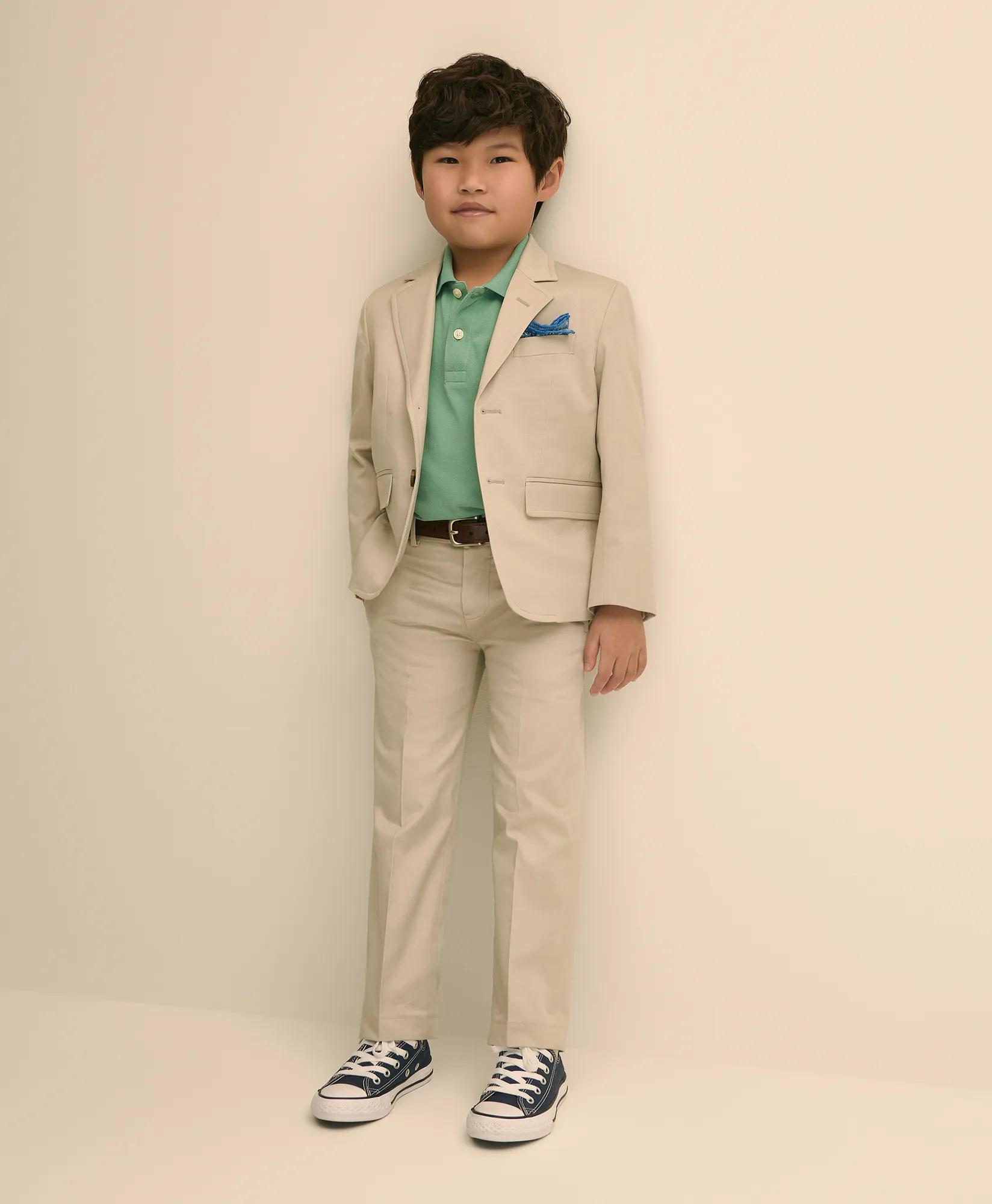 Boys Junior Stretch Cotton Suit Pants, image 1