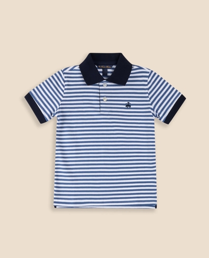 Boys Striped Pique Polo Shirt, image 1