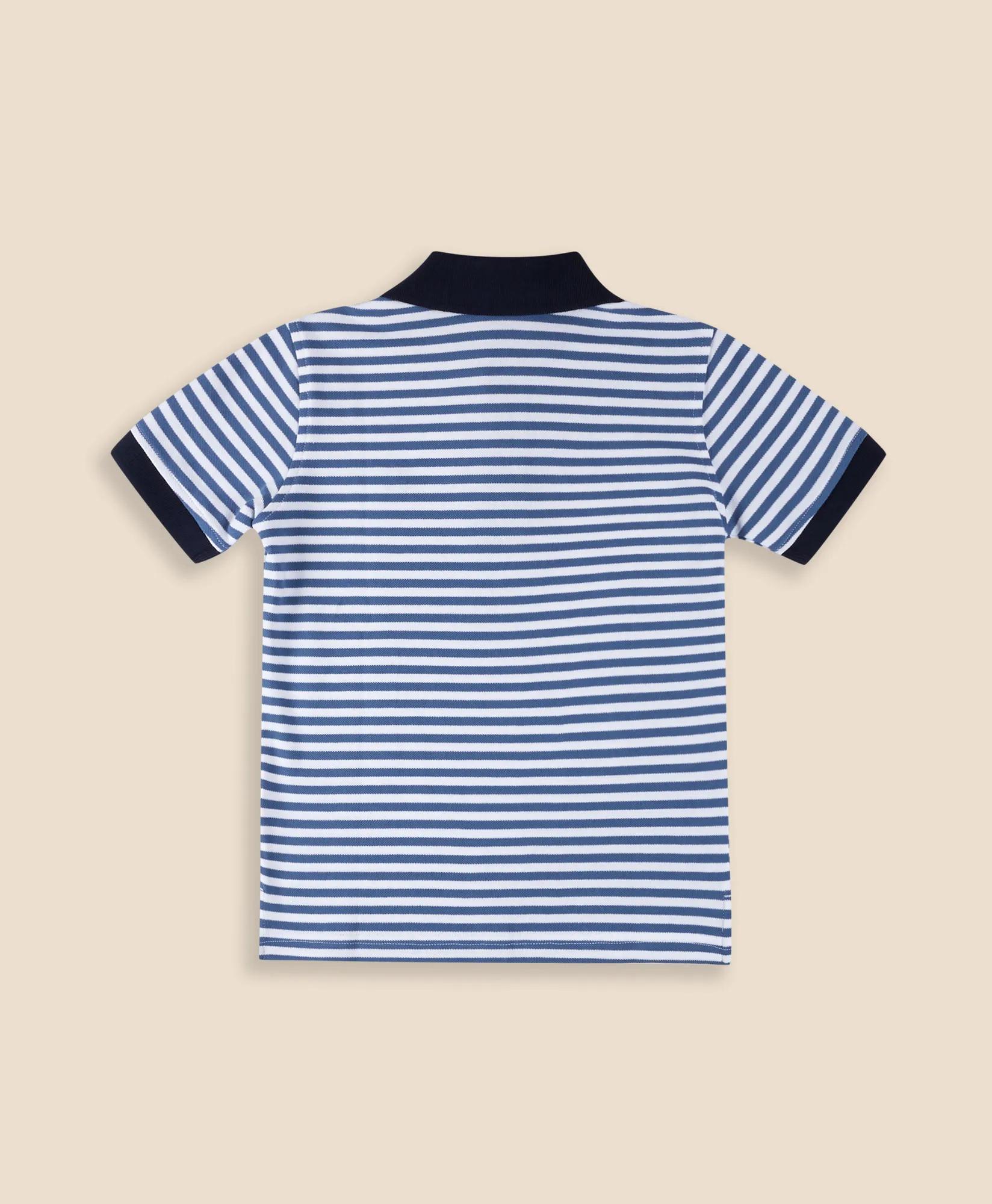 Boys Striped Pique Polo Shirt, image 2