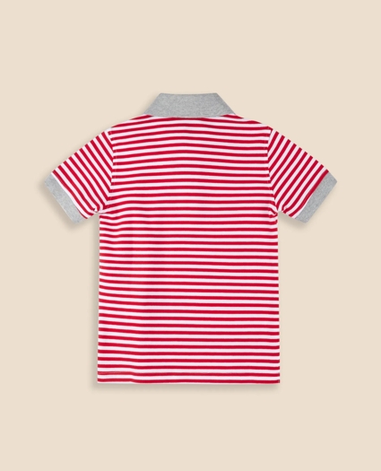 Boys Striped Pique Polo Shirt, image 2