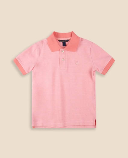 Boys Stretch Cotton Contrast Pique Polo Shirt, image 1