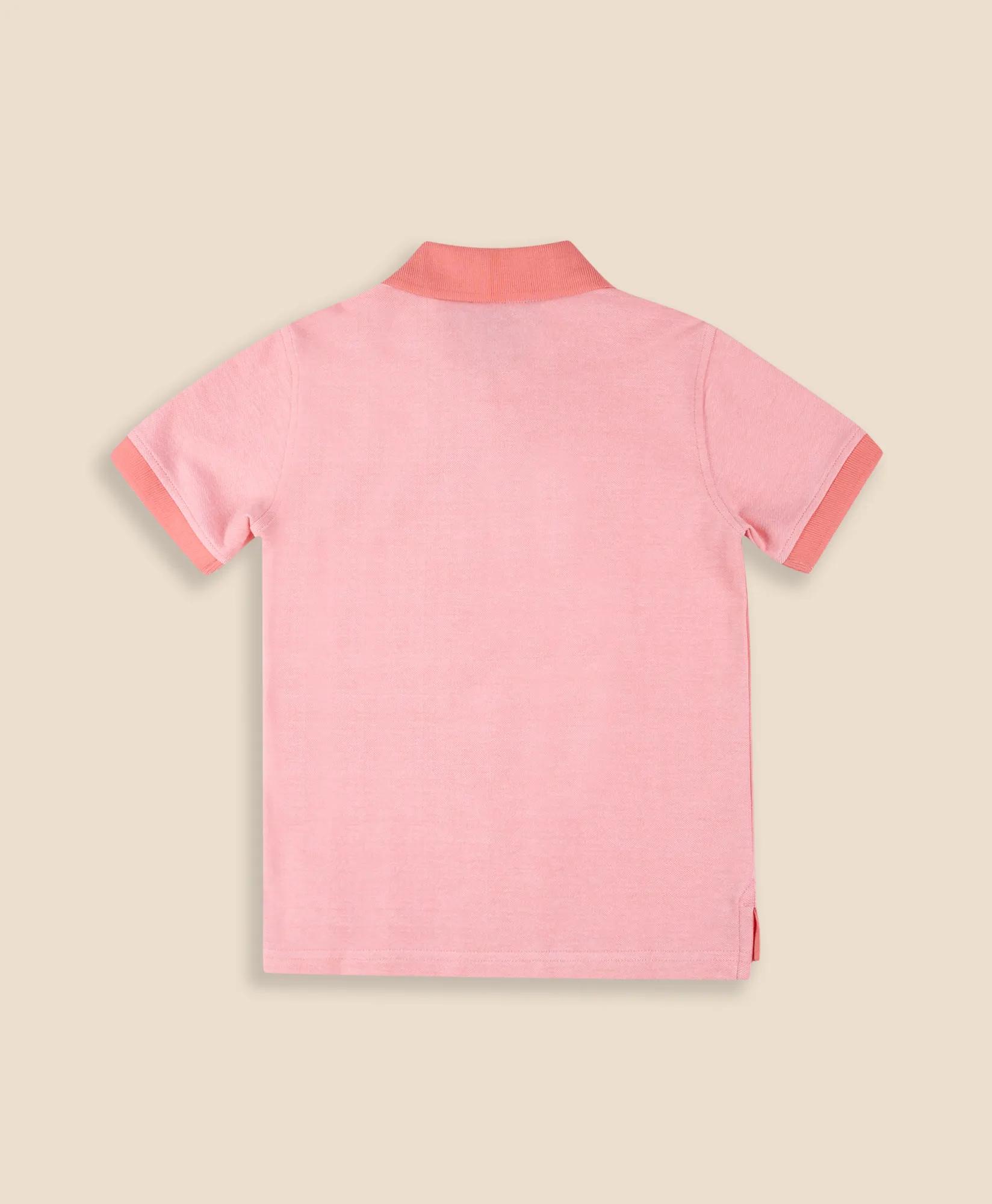 Boys Stretch Cotton Contrast Pique Polo Shirt, image 2