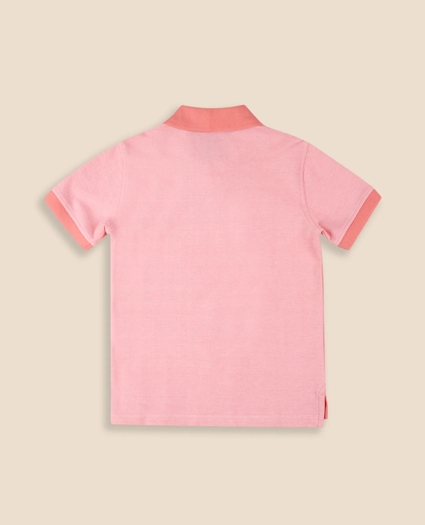Boys Stretch Cotton Contrast Pique Polo Shirt, image 2