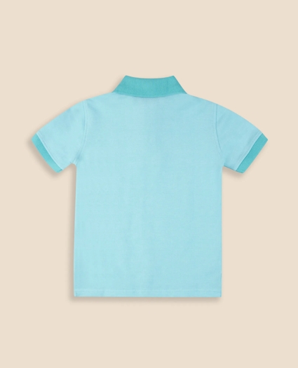 Boys Stretch Cotton Contrast Pique Polo Shirt, image 2