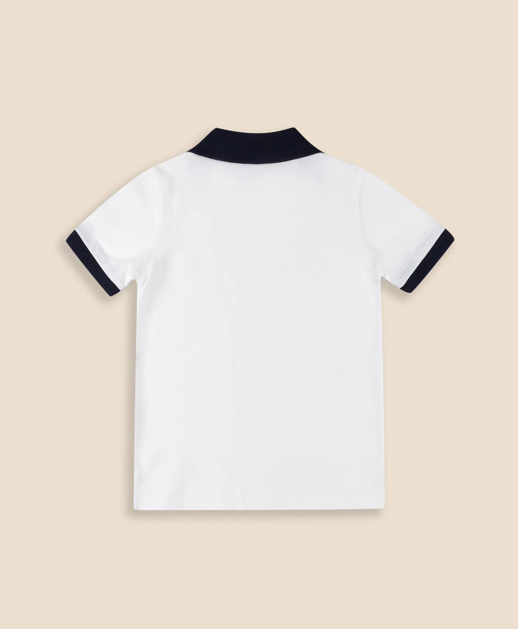 Stretch Cotton Contrast Johnny Collar Pique Polo Shirt