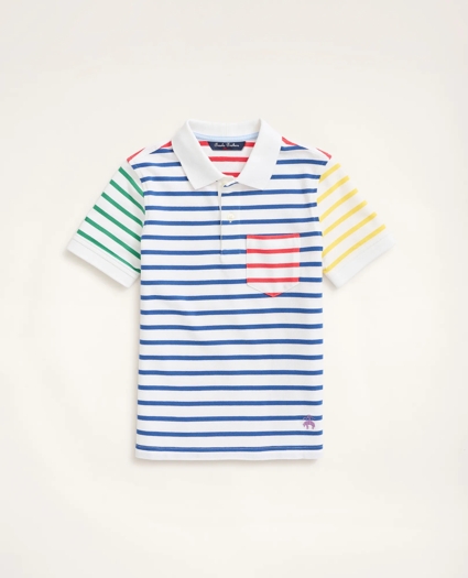 Boys Fun Stripe Cotton Pique Polo Shirt, image 1