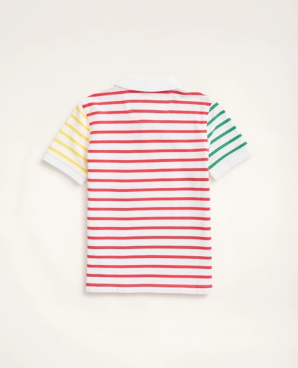 Boys Fun Stripe Cotton Pique Polo Shirt, image 2