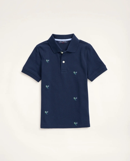 Boys Tennis Embroidered Cotton Pique Polo Shirt