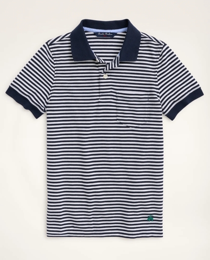 Boys Short-Sleeve Feeder Stripe Polo Shirt