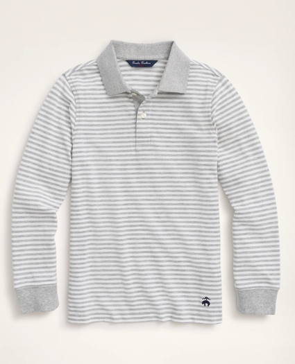 Boys Long-Sleeve Feeder Stripe Polo Shirt
