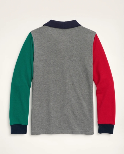 Boys Long-Sleeve Cotton Pique Fun Polo Shirt, image 2