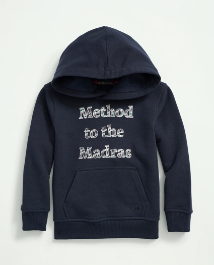 Boys Madras Text Graphic Terry Hoodie, image 2
