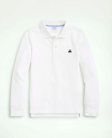 Boys Long-Sleeve Cotton Pique Polo, image 1