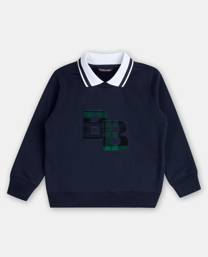 Boys BB Motif Collared Sweatshirt, image 1